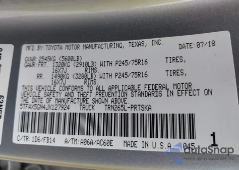 2018 Toyota Tacoma Sr from USA, damaged, VIN 5TFAX5GN4JX127924